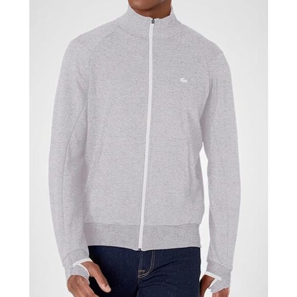 Lacoste Men's Ls Full Zip Active Double Face Sweatshirt Argent Chine 2XL - Picture 1 of 3